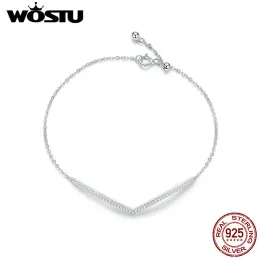 Strands wostu simples v pulseira 925 prata esterlina deslumbrante zircão de pulseiras de design original para mulheres minimalistas de luxo jóias cqb137