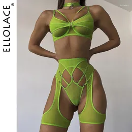 Bras Setleri Ellolace Sexy Lingerie Sansürsüz süslü erotik iç çamaşırı Dantel Çekici Göğüst