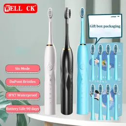 Heads a 6speed Modalità coppia per adulti e casa per bambini Ultrasonic Electric Brush Bristles Blusles Waterproof Wele Set