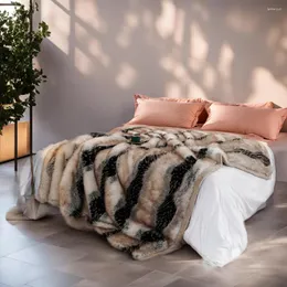 Cobertores A1 Luxo Faux Fur Blanket High-end Plaid na capa do sofá Fluffy for Decoration Home laws