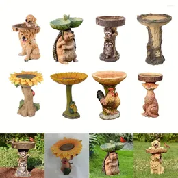 Garden Decorations Resin Raccoon Birdbath Polyresin Sunflower Bird Bath Feeder Outdoor Yard Ornaments Home Agriculture Farm