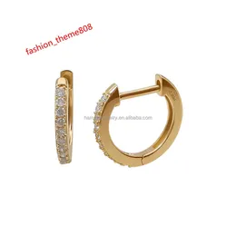 Heißer Verkauf von 14k echtem Gold Huggie Hoop Ohrringe mit Labor Diamond Round Stone für Männer Frauen Mädchen Fein Schmuck