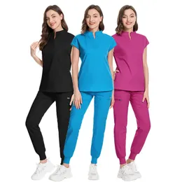 Mulheres uniformes Scrubs Sets Tops Vestidos de calça de enfermagem Acessórios de pet shop doutor beleation spa salão wokrwear roupas 240418