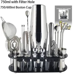 22 pezzi 750600 ml Cocktail Shaker Bar Tools Mixer Wine Set Set Boston Shakers Kit Strumento Jigger con HO 240407