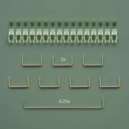 لوحات المفاتيح Holy Panda Matcha Goldlated Steel Wire Stabilizer لوحة المفاتيح الميكانيكية الحفاظ على مجموعات DIY 6.25U 2U Switch Switch