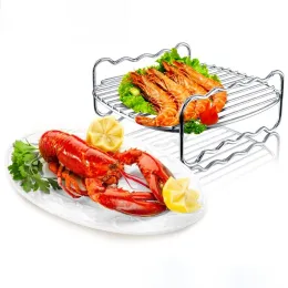 Fryers KBXSTART AIR AIR Accessories Grill Rack Microwave Rack Rack Grid Grid Multipurpose مع أداة شواء Skewer