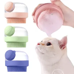 Grooming Dog Bath Brush Cam Comb Grooming Brush Pet Shower Brush Safety Silicone Comb With Shampoo Box For Dogs Cats Clean Bath Tools