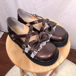 Scarpe casual jk loli giapponese lolita in pizzo arco rotondo di punta dolce femmina donna scarpa anime anime vintage hauujuku goth bassa tacco basso