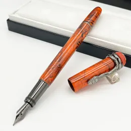 Pens Lan Snake Clip Marble Luxury Fountain Ink Pens Red Black Inheritance Writing Stationery Ballpoint Office Supplies