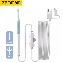 Cameras AN102 Cleaning Cleaning Endoscope 1.3MP HD720P 3IN1 TYPEC USB VISCOPES OTOSCOPE 5.5MM 6 LEDS EAR PICK CAMERA