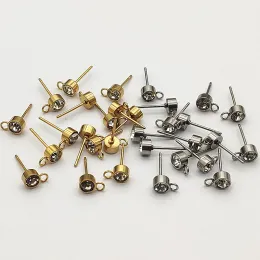 Componentes Nova chegada!4/5/6mm 100pcs Aço inoxidável Brincos de shinestone Os conectores para brindes artesanais de conclusões de jóias DIY