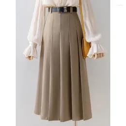 Skirts Pleated Skirt 2024 High-grade All-macth Female Spring Summer Jupe Women Short Tall Waist Overskirt Commuting