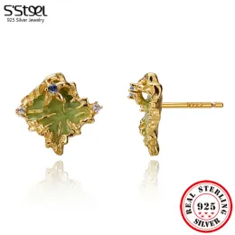 أقراط S'Steel Sterling Silver 925 Zircon Monicel Stud أقراط المرأة المصممة الفاخرة الكورية للزفاف الذهب الذهب