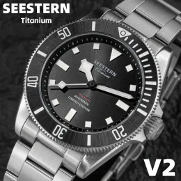 Relógios Seestern Titanium Diver Watch for Men Automático Mecânica de Wristwatch NH38 Movimento Sapphire Glass 20Atm à prova d'água Novo luminoso