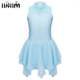 Stage Wear Kids Girls Ballet Performance Abito da ballo moderno Dance Dance Shiny Sinestone Gymnastics Leotard Figure Skating Costume