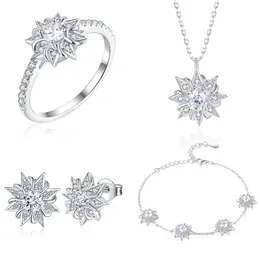 Principais jóias conjuntos de pulseiras, brincos, colares, anéis, conjuntos de jóias de prata esterlina de 925 anos, jóias de quatro peças