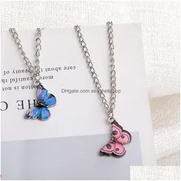 Earrings Necklace Fenale Butterfly Exquisite Lady Clavicle Pendant Necklaces Random Mixed Drop Delivery Jewelry Sets Dh4Wg