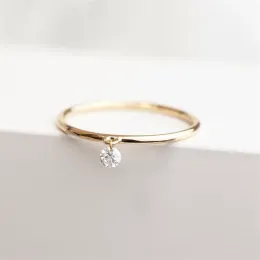 Ringar riktiga 14k guldfyllda zirkonringar Dainty Knuckle Rings Boho smyckenring för kvinnor Hypoallergeniska smycken Tarnish Resistant Ring