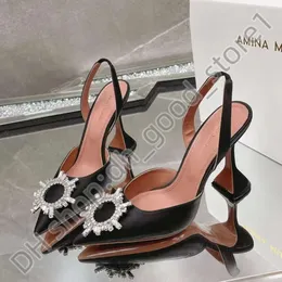 Amina Muaddi Absatz klare Sandalen Top Luxus Designer Kleiderschuhe Bowknot Crystal Diamond Dekoration Transparent PVC Weinbecher Amina Muadi Red Heels 349