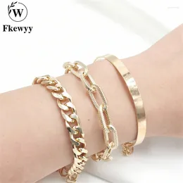 Charm Armband FKewyy Fashion for Women 2024 Gotiska tillbehör Designer Luxury Jewelry Punk Three-Piece Armband Gift