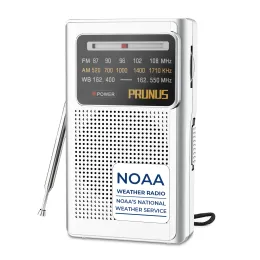 Radio Prunus J161ポータブルAM/FM RadioWBスモールラジオレシーバーポータブルポケットラジオNOAAウォークマン2つのAAバッテリー用MP3プレーヤー