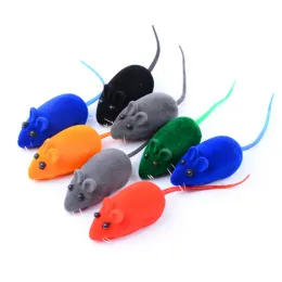 Toys 1PC Flocking Mouse Funny Cat Toys Sound Plush Rubber Vinyl Mouse Cat Realistic Sound Toys Cat Accessories Supplies Random Color