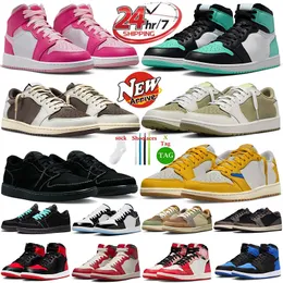 Basketbol TS 1 1S Golf Ayakkabı Erkek Kadın Tasarımcı Ayakkabı Ters Mocha Siyah Phantom Chicago Fierce Pembe Kanarya Yeşil Glow Mens Ayakkabı Chaussure Trainers Spor Sakin