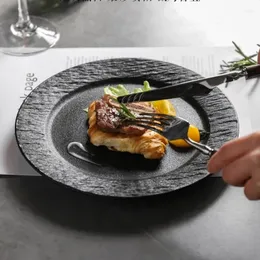 Piatti puliti -piatti a trama circolare ceramica glassata cena in stile nordico set da servizio di lussuoso set da tavolo morbido