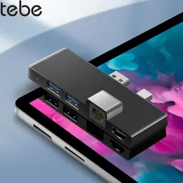 Nav Tebe USB -nav för Microsoft Surface Pro 6/4/5 6 i 1 USB/mini DP till 4K HDMIADAPTER/100MBPS Ethernet /usb3.1/SD TF Hub Splitter