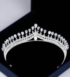 Luxury Women Princess Crown Opaska na głowę Crystal Rhinestone Tiara i korona Wedding Hair Bandry Jewelry Srebrny Bridal Hair Akcesoria 7285094