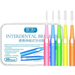 Geri çekilebilir interdental fırça 30/kutu interdental fırça ortodontik diş fırçası temizleme diş boşlukları diş boşluğu fırçası