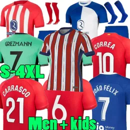Soccer Atlético 3xl 4xl Madrids Jerseys Griezmann 2023 2024 120th Anniversary 24 25 M.llorente Koke Saul Correa Lemar Camisa de futebol masculino Kit de Kit Define uniformes