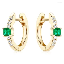 Stud Earrings EGS-296 Lefei Fashion Luxury Diamond-set Classic Design Emerald Round Circle Earring For Women 925 Sterling Silver Party