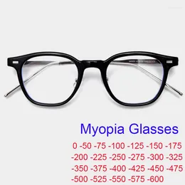 Solglasögon Lady Trendy slutade myopia glasögon vintage unisex rund ram anti-blå ljus närsynta glasögon män minus diopter glasögon