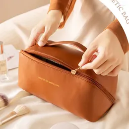 Aufbewahrungstaschen Frauen Make -up -Tasche Große Trennung tragbare Unterwäsche BH -Socken Reise Badezimmer Kosmetikorganisation PU -Beutel