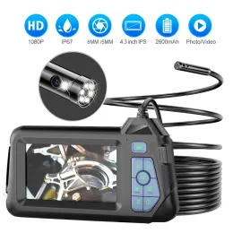 Klammern 1080p 8mm Triple Dual Lens Handheld Endoscope -Kamera 4.3 '' LCD -Inspektionskamera IP67 wasserdichte Zielfernrohrkamera für Swer