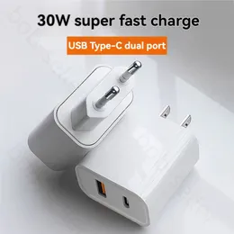 휴대폰 충전기 30W 아이폰 15 Samsung S24 Huawei 태블릿 빠른 충전 휴대용 여행 충전 헤드 USB Type C에 적합한 유럽 미국 표준 충전기