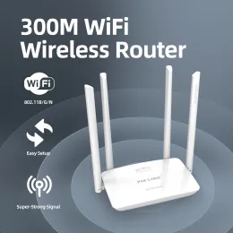 أجهزة التوجيه PixLink WR08 WiFi WiFi Router White WiFi 300Mbps Booster 5Ports RJ45 802.11n SEATION SETUP 4 ANTENNAS for Home