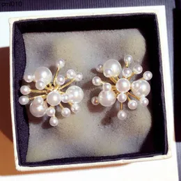 New Ins Fashion Hot Style Designer Luxury Pearl Flower Stud Brincos para Mulheres Girls Silver Pin