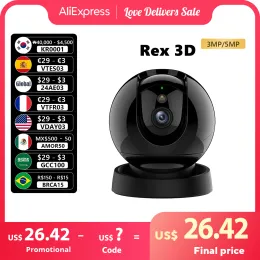 Controle imou rex 3d 5mp/3mp WiFi PTZ Câmera de segurança Câmera de segurança Human Detecção de animais de estimação Ai Smart Rastreing bidirecional Visão noturna Monitor de bebê