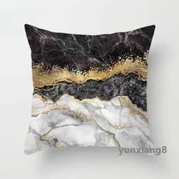 Decorative pillowcase with black and gold printed pillowcase cover, home decoration, bedside sofa cushion cover, car wash backrest cover, 45 * 45cm-1pcs