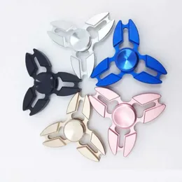 Descompressão Toy Aluminum Aluman Spinner Hand Spinner de dedo Trefoil Spinner todos os brinquedos de descompressão de metal Fidget Spinners Sressiever Toys Gifts T240422