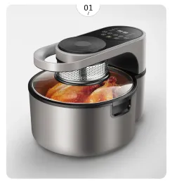 Fryers American Air Fryer Home Commercial Large Capacity Intelligent OilFree MultiFunctional Chips Machine Oven Chicken Wings Leg