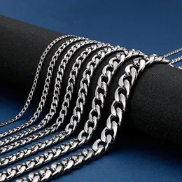 HN 3MM10MM Stainless Steel Cuban Chain Necklace For Men Neck Jewelry Male Accessories 240422