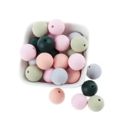 QHBC 200pcs 15mm Round Silicone Baby Teether Beads A Free Personalized Chew Necklace Chain Toys Goods For borns Accessories 240415