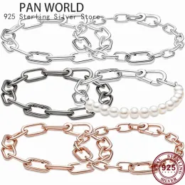 Strands Popular New 925 Sterling Silver ME Series Cultural Pearl Women's ME Logo Bracelet For Original Highquality DIY Charm Jewelry
