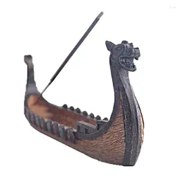 Dekorativa figurer Dragon Boat rökelse Stickhållare Burner Hand snidad snidning censer ornament retro brännare traditionell design