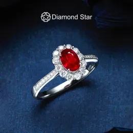 リング2024 New S925 9K 1Carat 2Carat Lab Ruby Ring AGL証明書5AラボRubyとMoissanite Ring Ruby Gemstone Ringの女性用