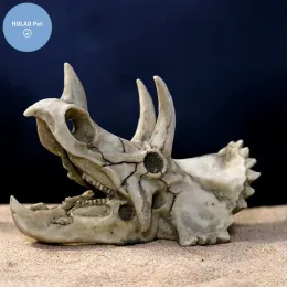 Aquários Animais Skull Fish Tank Dinosaur Ornamentos de dinossauros Aquário Rhinoceros Decoração óssea Decoração de peixe -aquileiro Crocodilo Tartaruga de carpa