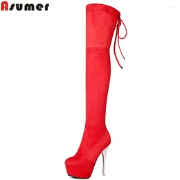 Buty Asumer Fashion Autumn Winter Woman Stoletto High Heels Platforma Platforma nocna klub nocny super nad kolanem